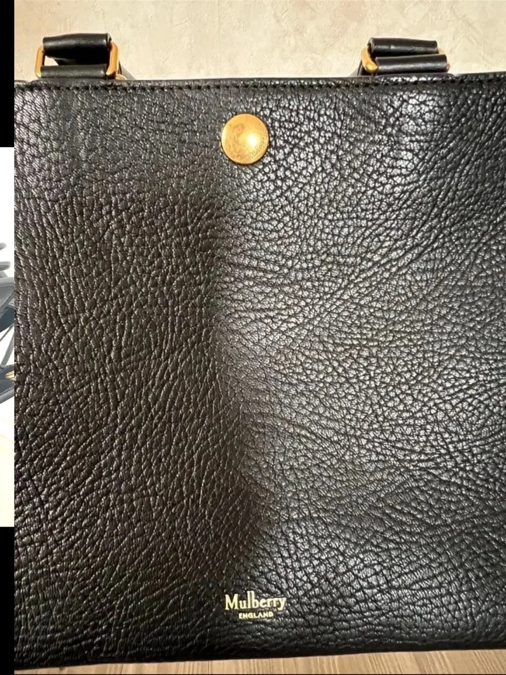 Mulberry Black Pebbled Leather Satchel with Gold Hardware